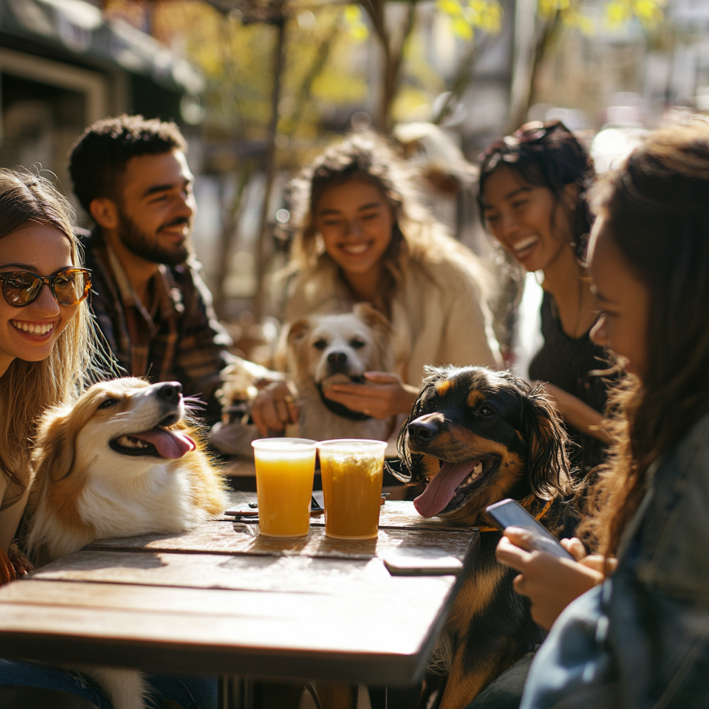 Happy dog and owner at a park